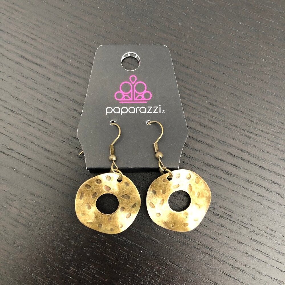 Paparazzi Gold Toned Donut Drop Earrings